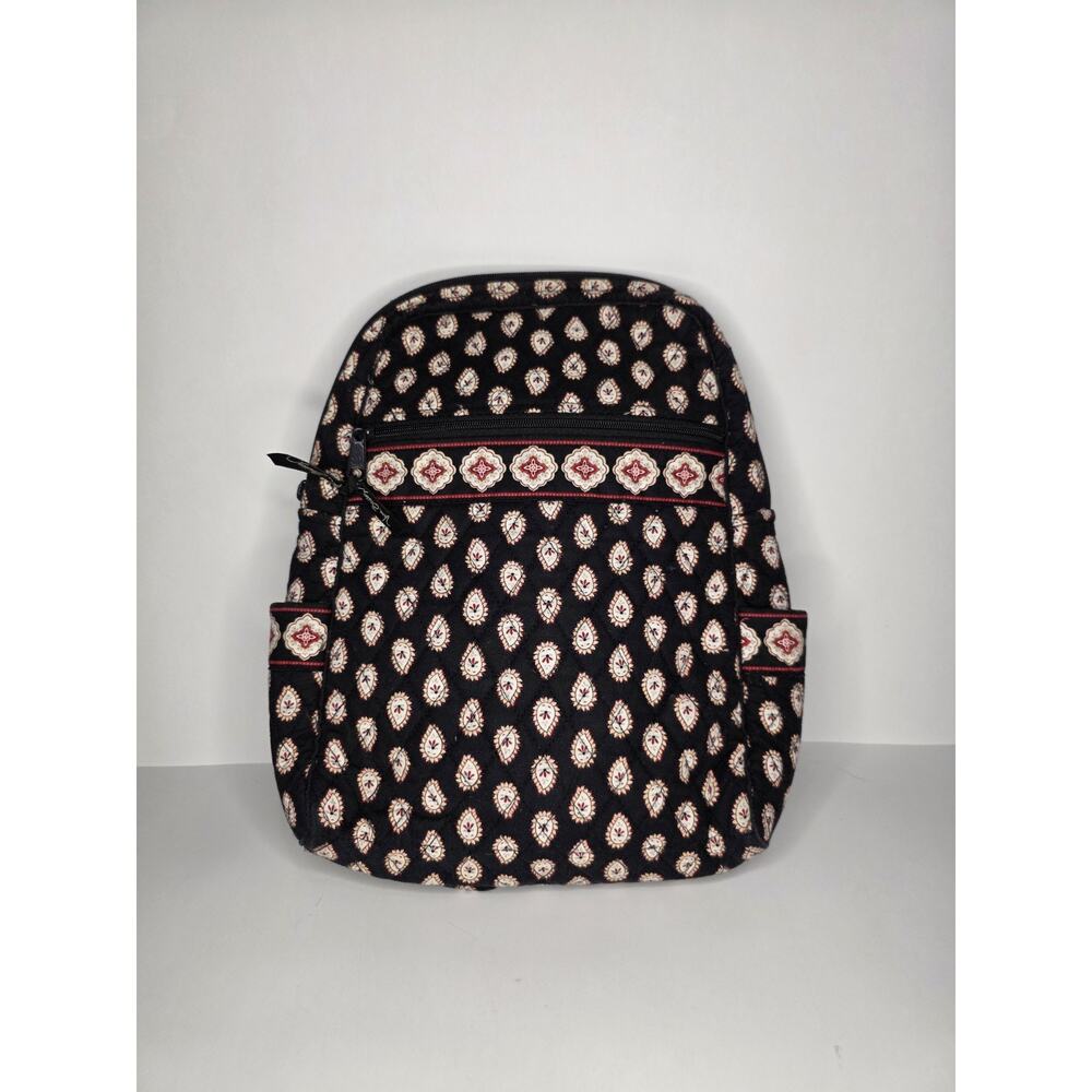 Vintage Vera Bradley Campus Backpack Retired Classic Black & Red Paisley Print